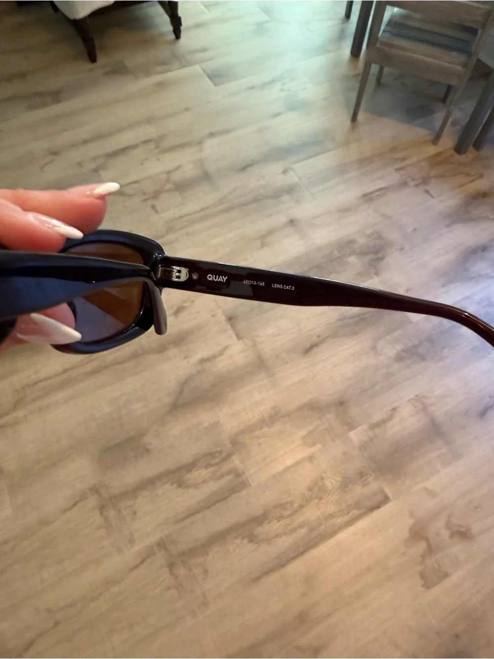 Quay Australia Vibe Check Rectangular Brown Sunglasses